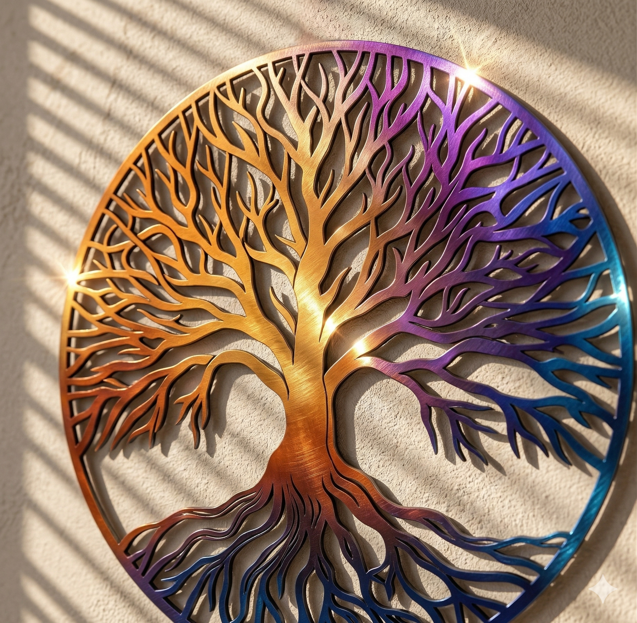 Metal Tree of Life Wall Art, Colorful Round Tree Decor, Boho Home Hanging, Custom Wedding Gift, Nature Wall Sculpture, Modern Farmhouse