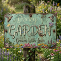 Metal TrPersonalized Metal Garden Sign Custom Name Garden Plaque Mint Green Rustic Farmhouse Decor Hummingbird Yard Art Gift for Gardener Momee