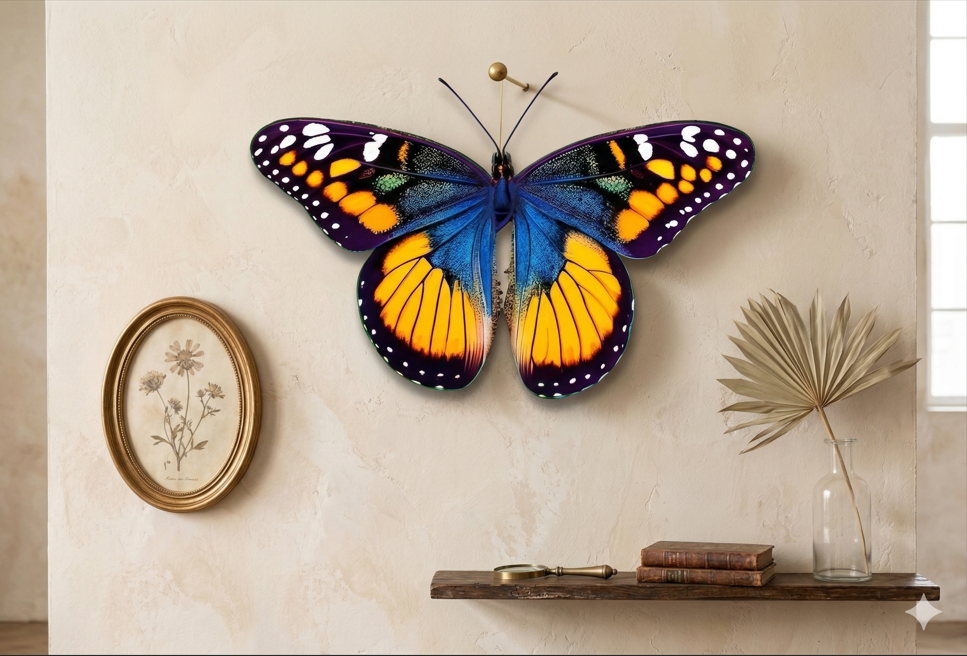 Butterfly Metal Sign Wall Decor, Colorful Butterfly Wall Art, Nature Inspired Home Decor for Living Room Bedroom Entryway Housewarming Gift
