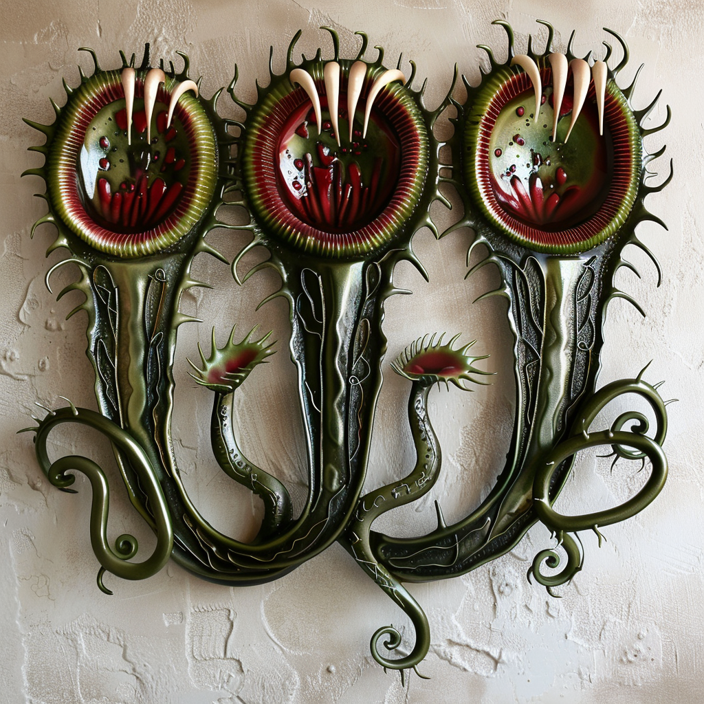 Venus Flytrap Metal Wall Art Carnivorous Plant Decor Gothic Botanical Sign Spooky Garden Wall Hanging UV Printed Aluminum Gift