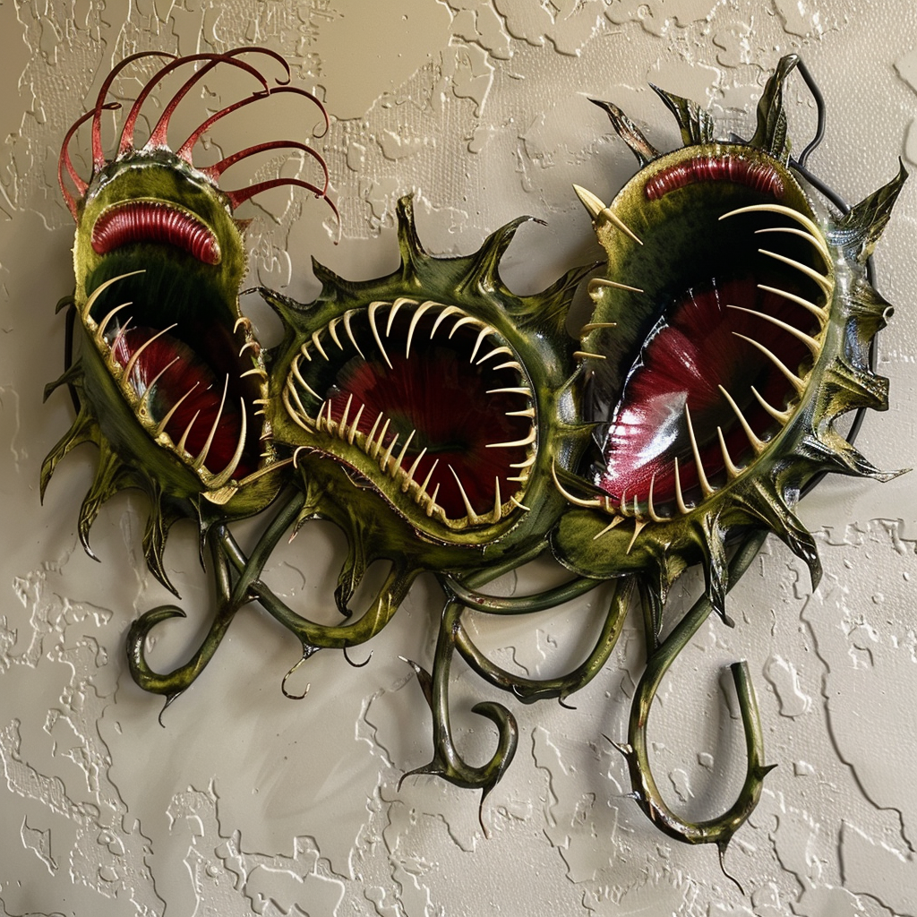 Venus Flytrap Metal Wall Art Carnivorous Plant Decor Gothic Botanical Sign Spooky Garden Wall Hanging UV Printed Aluminum Gift
