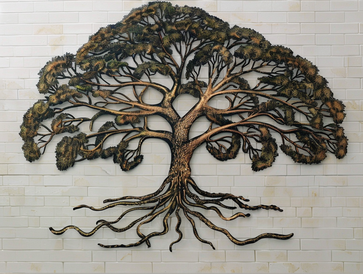 Tree of Life Metal Wall Art 2D Aluminum Sign Rustic Botanical Decor Large Tree Wall Hanging UV Printed Home Garden Gift
