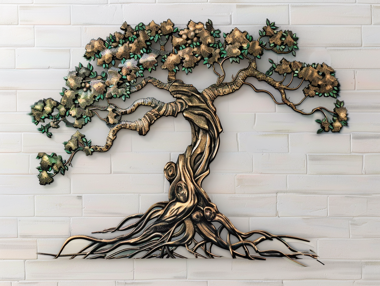 Tree of Life Metal Wall Art 2D Aluminum Sign Rustic Botanical Decor Large Tree Wall Hanging UV Printed Home Garden Gift