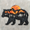 Black Bear Metal Wall Art, Mountain Forest Scene, Rustic Cabin Decor, Wildlife Nature Sign, Lodge Wall Hanging, Cabin Housewarming Gift