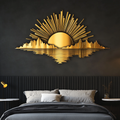 Sun Metal Wall Art, Sunrise Wall Decor for Bedroom Living Room, Boho Golden Sun Wall Hanging, Outdoor Garden Patio Modern Sign, Home Gift