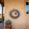 Metal Sun Moon Wall Art Outdoor Metal Sun Decor Boho Celestial Wall Hanging for Garden Patio Home Aluminum UV Printed Metal Sign Unique