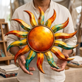 Spiral sun metal wall art boho outdoor garden decor bohemian vintage decorative hanging sculpture for patio wall home