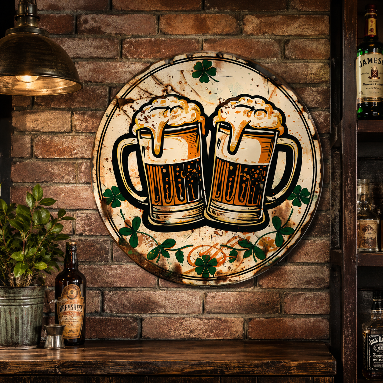 Irish Beer Metal Wall Art, Pub Bar Sign, St Patrick's Day Decor, Beer Mug Wall Decor, Shamrock Metal Sign, Man Cave Home Bar Decor