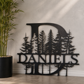 Custom Family Name Metal Sign, Personalized Monogram Wall Art, Pine Forest Last Name Sign, Cabin Lodge Decor, Housewarming Gift for Home