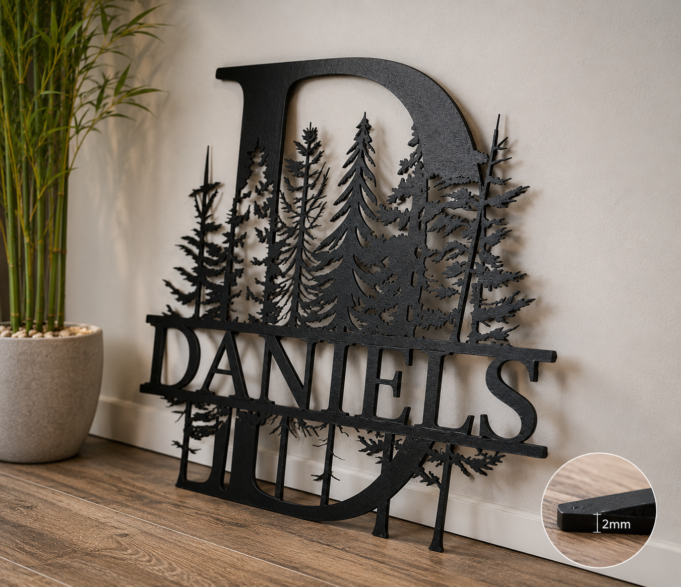 Custom Family Name Metal Sign, Personalized Monogram Wall Art, Pine Forest Last Name Sign, Cabin Lodge Decor, Housewarming Gift for Home