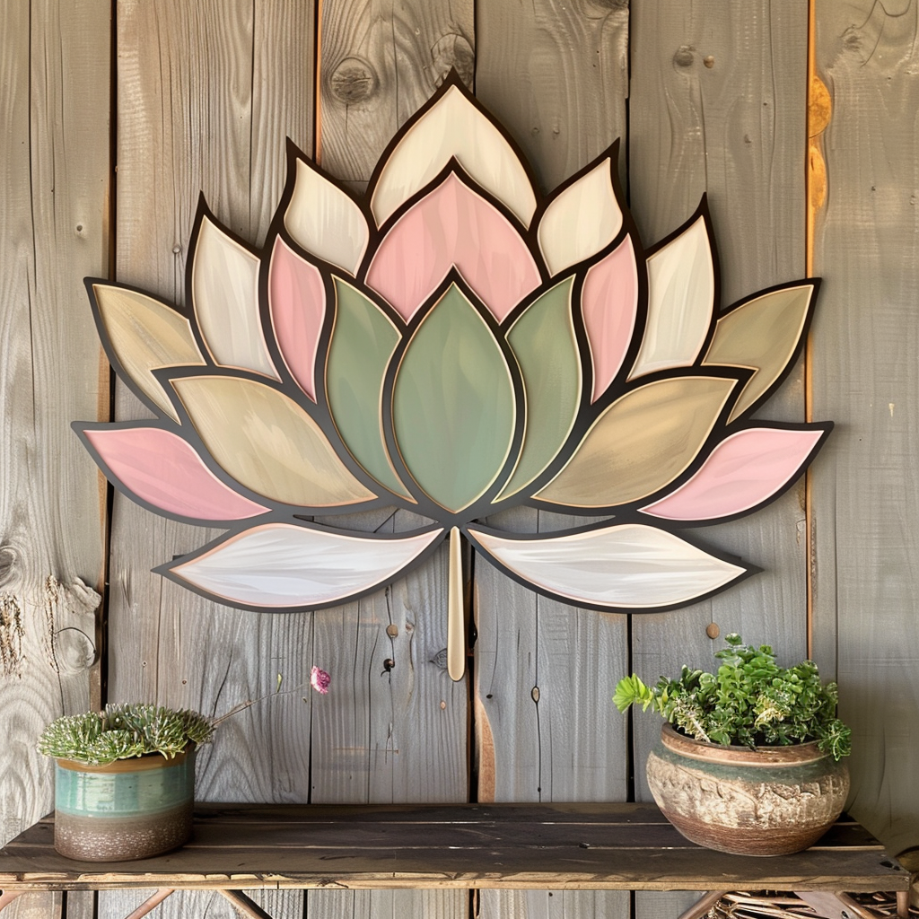 Lotus Metal Wall Art, Zen Yoga Decor, Boho Floral Wall Sign, Minimalist Lotus Flower Decor for Living Room, Bedroom, Meditation Room