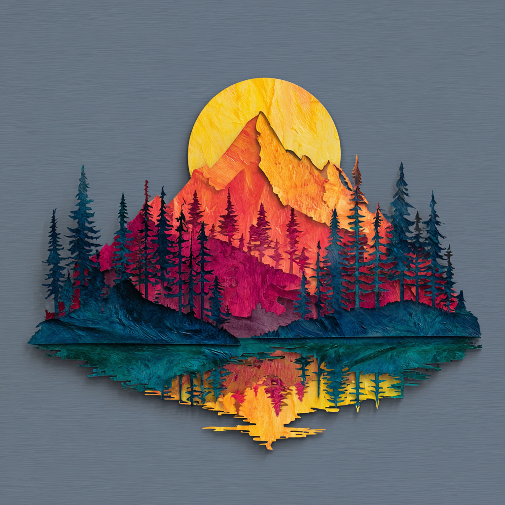 Mountain Sunset Metal Wall Art, Pine Tree Forest Sign, Nature Landscape Wall Decor, Rustic Cabin, Outdoor or Indoor Home Sign