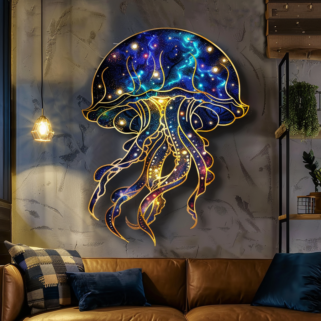 Jellyfish Metal Wall Art, Colorful Ocean Jellyfish Decor, Coastal Sea Life Sign, Beach House Wall Art, Nautical Patio Decor Gift for Home