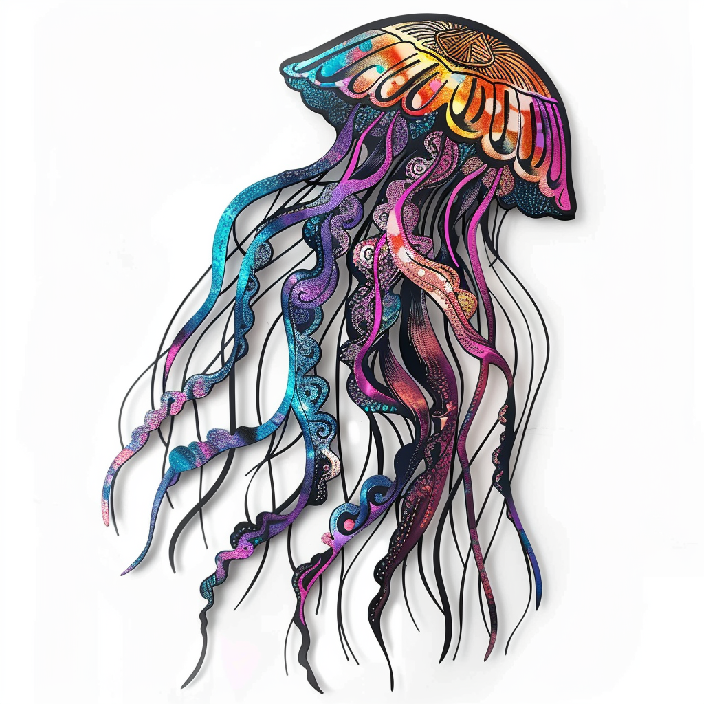 Jellyfish Metal Wall Art, Colorful Ocean Jellyfish Decor, Coastal Sea Life Sign, Beach House Wall Art, Nautical Patio Decor Gift for Home