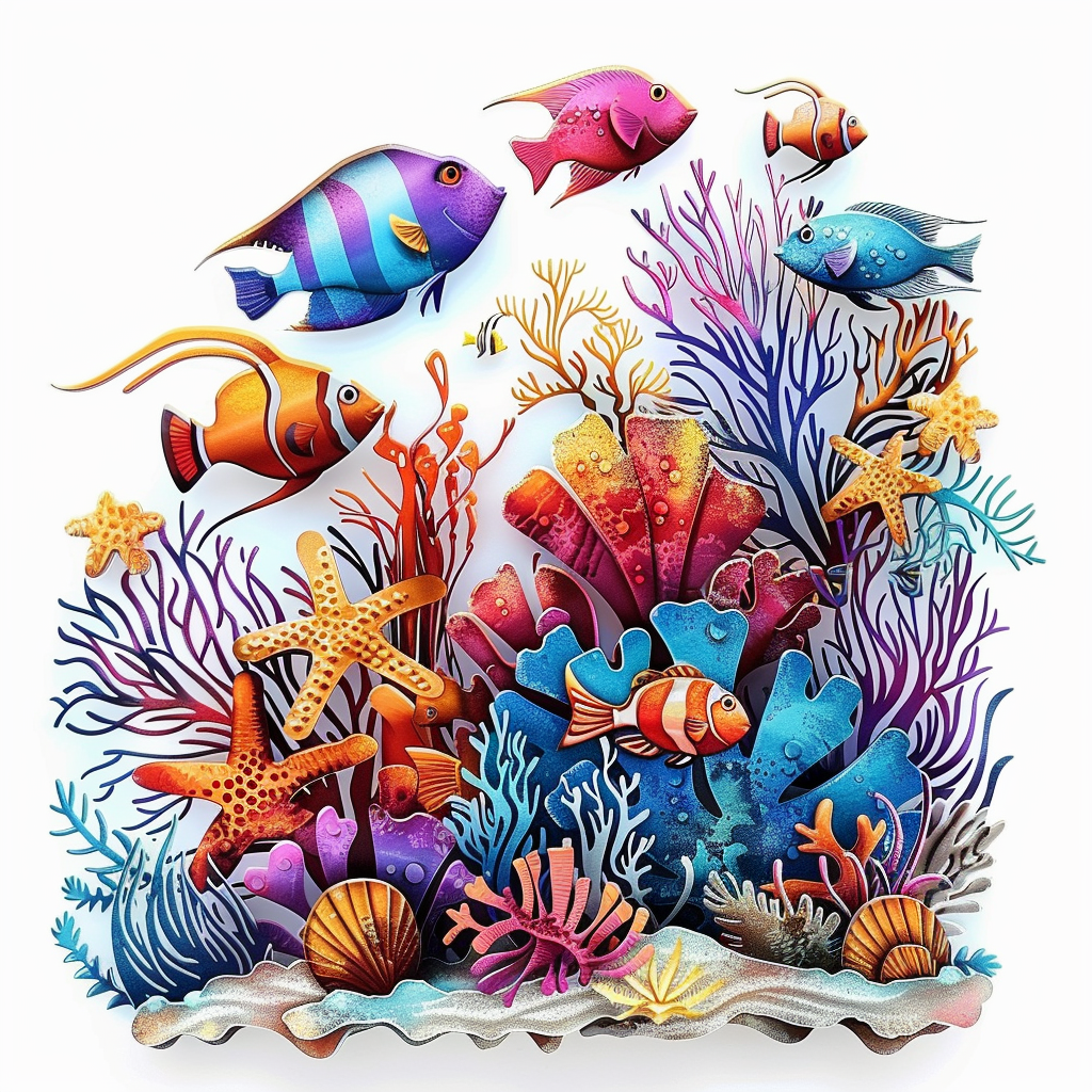 Underwater Coral Reef Metal Wall Art, Colorful Tropical Fish Decor, Ocean Sea Life Sign, Beach House Coastal Wall Art, Bathroom Decor Gift